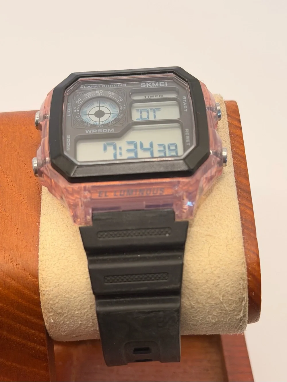SKMEI Men's Digital Sport Watch LED Display 1998 Wristwatch Pink Purple Black